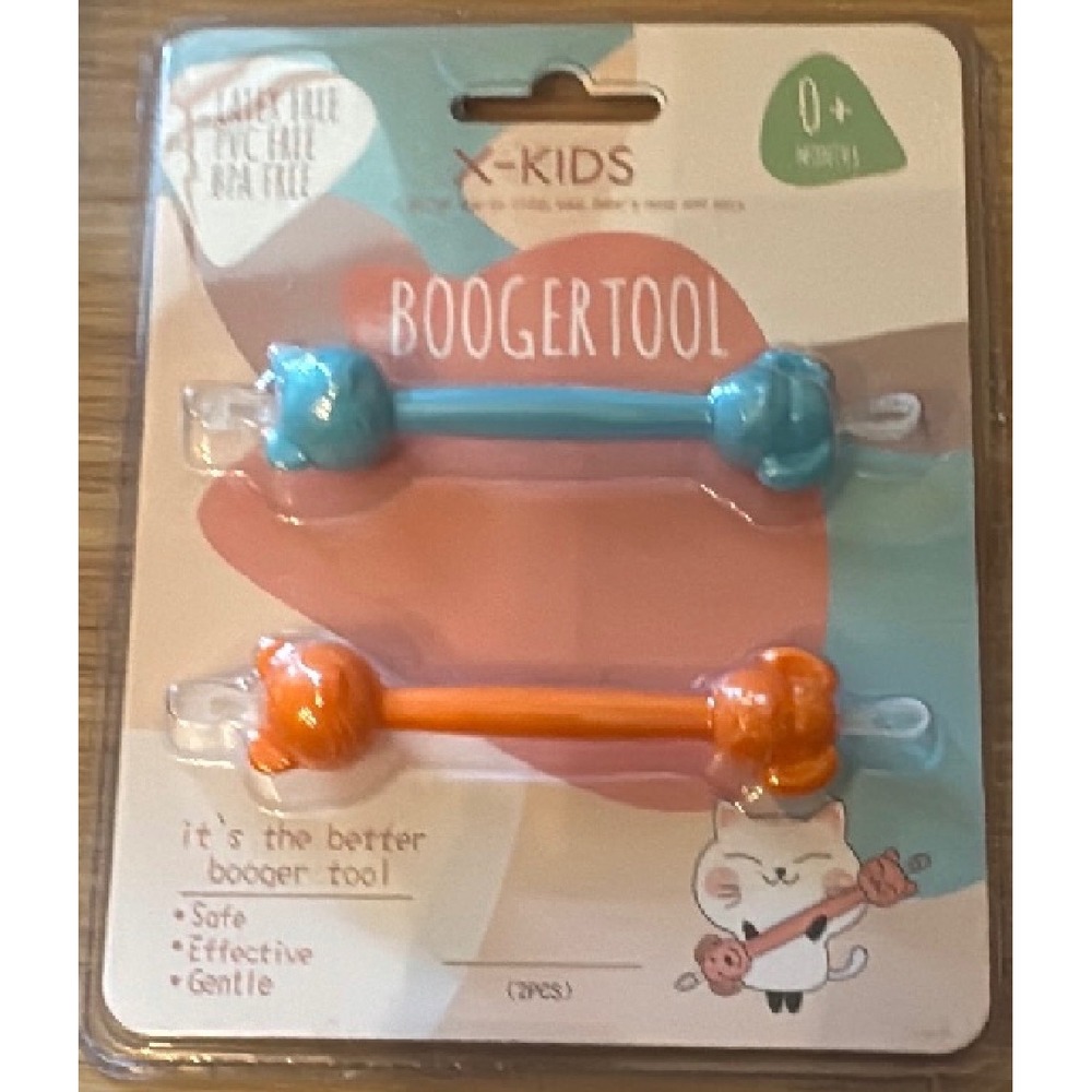 X-KIDS Boogertool 2 Pack Baby Nose and Ear Cleaner Blue Orange 0+ Months NEW